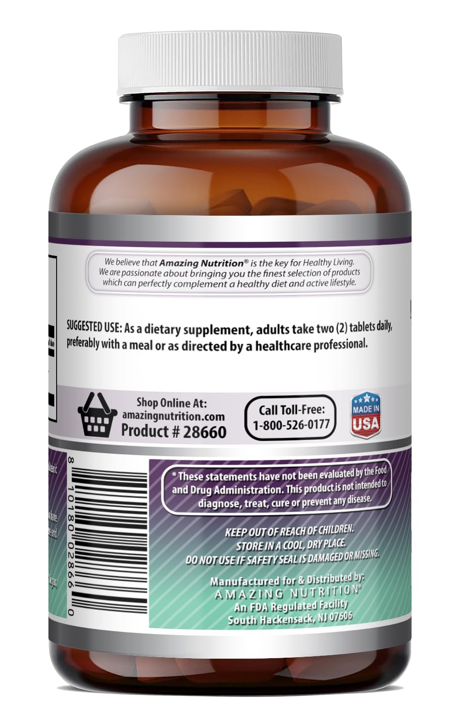 Amazing Nutrition MSM Supplement 3000 Mg 180 Tablets bottle with label