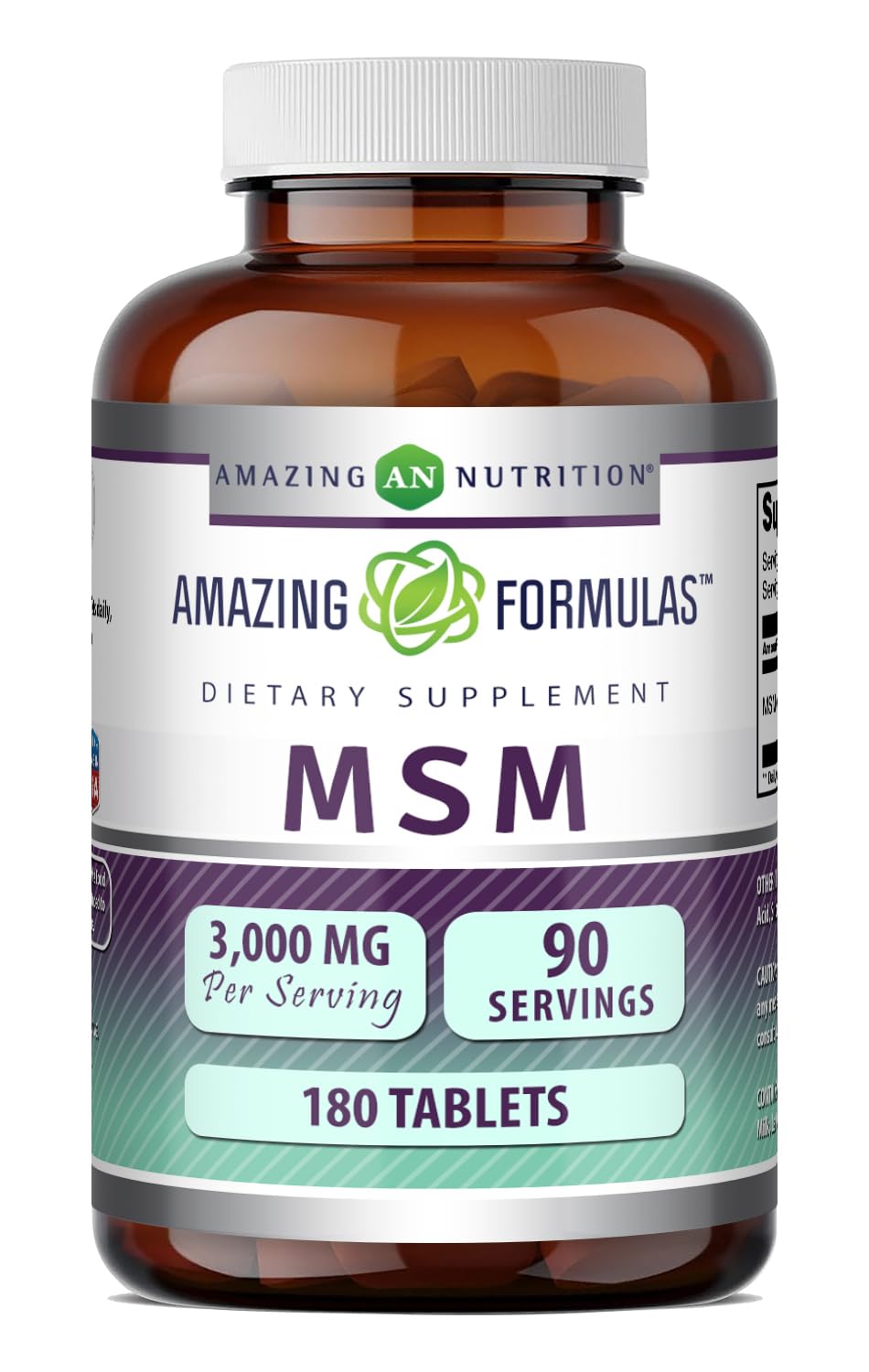 Amazing Nutrition MSM Supplement 3000 Mg 180 Tablets front view