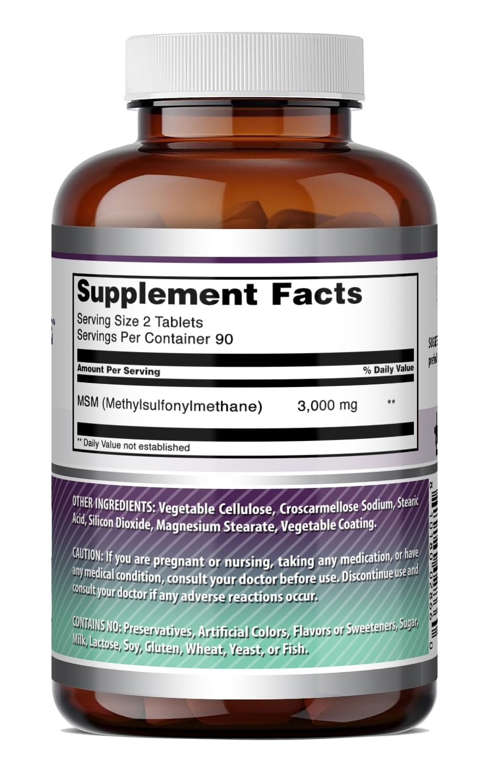 Amazing Nutrition MSM Supplement 3000 Mg 180 Tablets side view