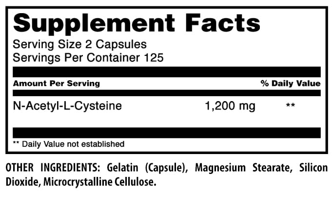 Amazing Nutrition NAC 600mg Supplement bottle side view