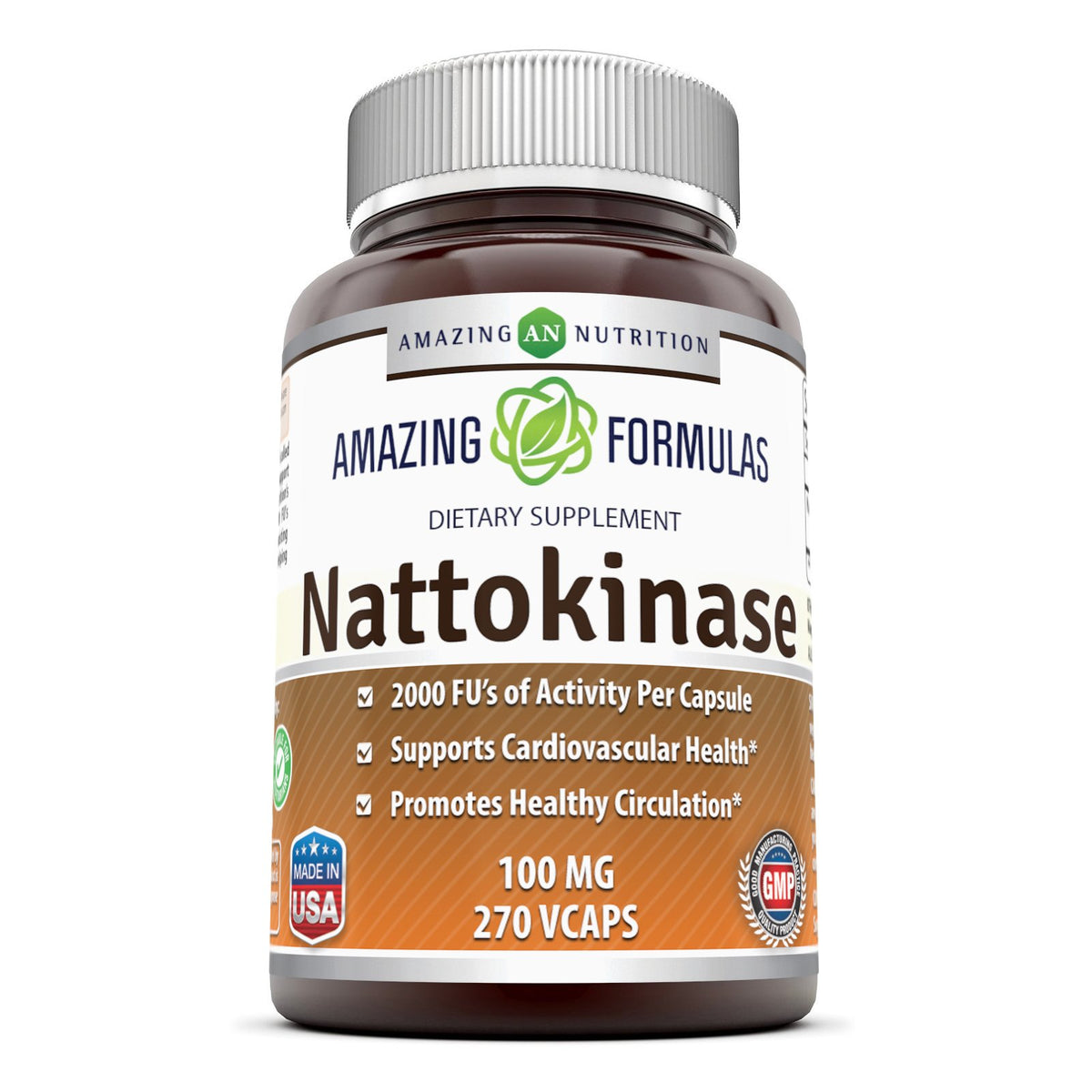 Amazing Nutrition Nattokinase 132g capsules front view
