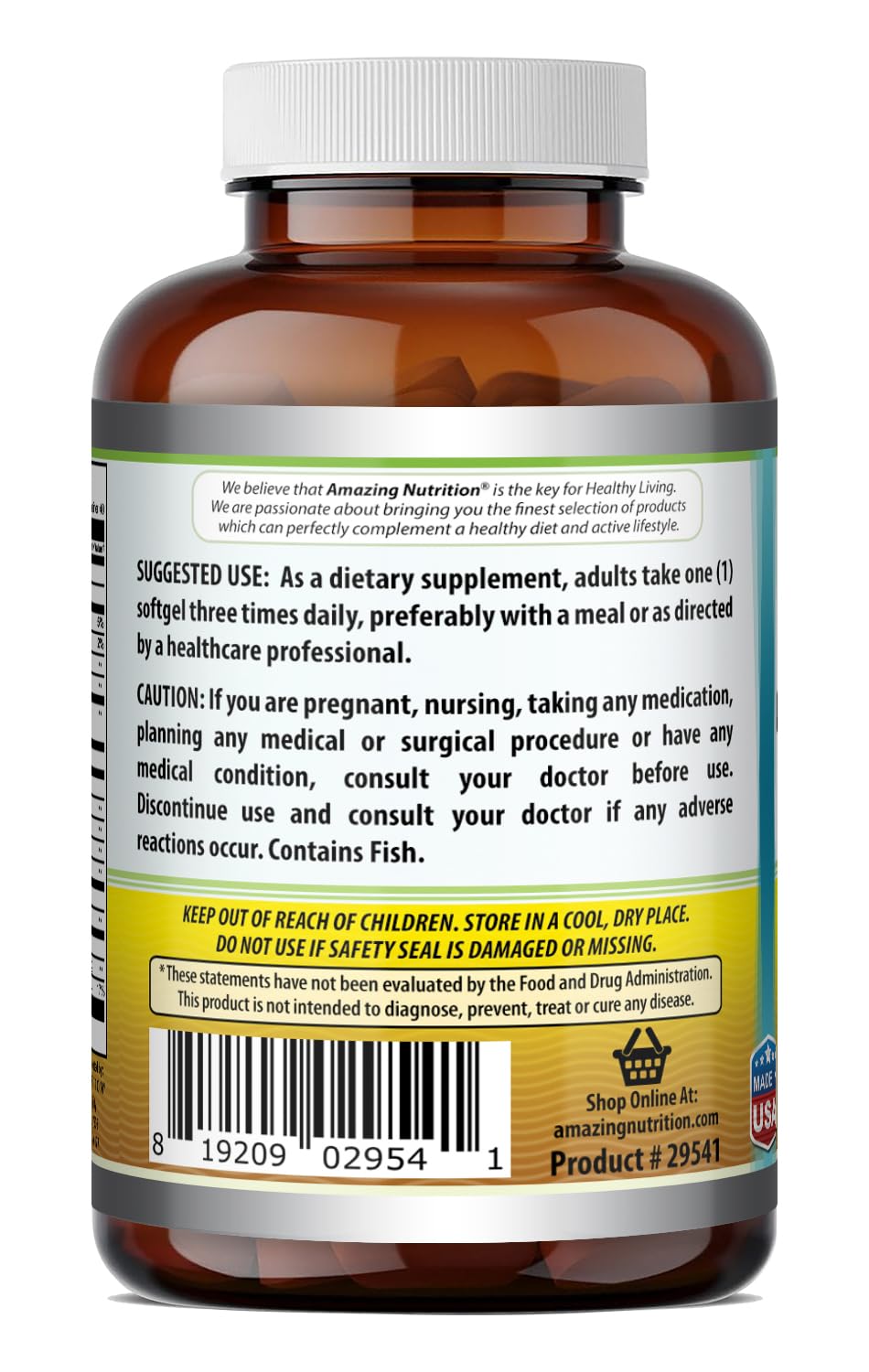 Amazing Nutrition Omega 3.6.9 Fish Oil Supplement bottle with label