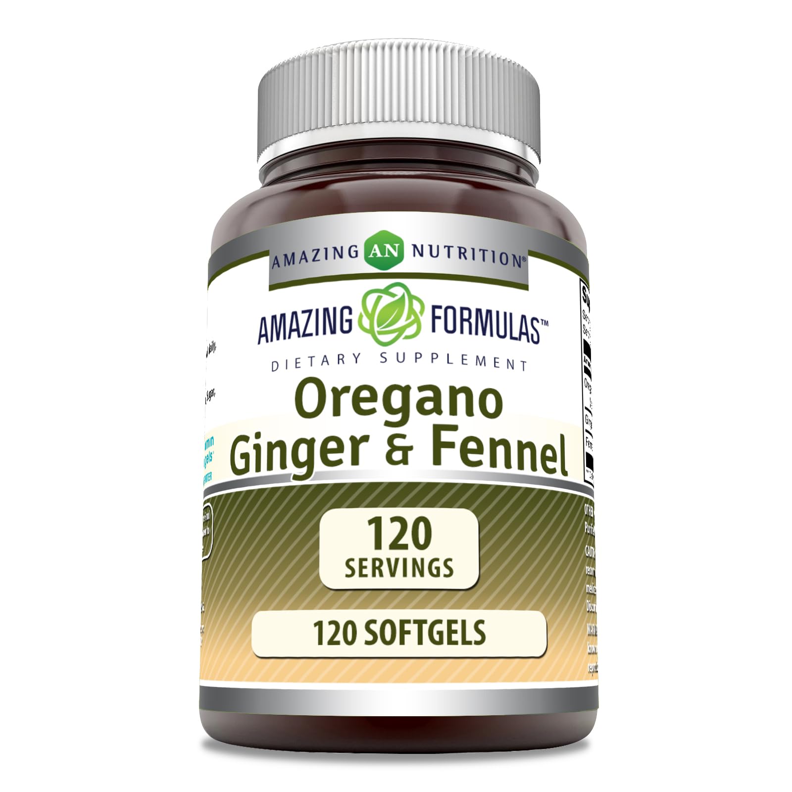 Amazing Nutrition Oregano Oil Supplement 120 Softgels front view