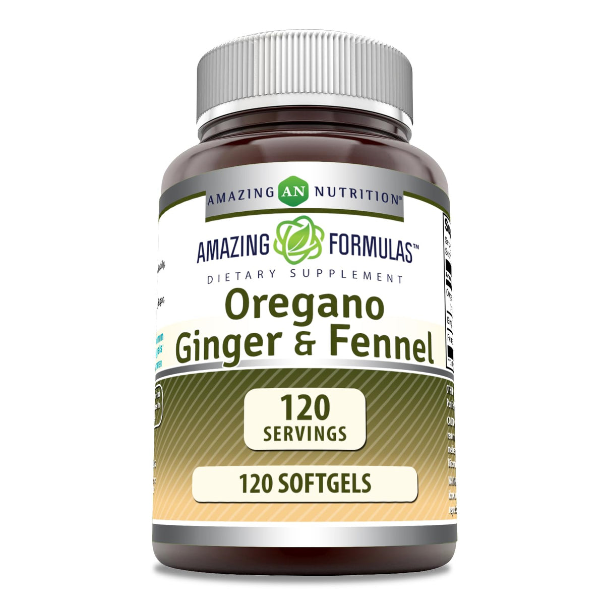Amazing Nutrition Oregano Oil Supplement 120 Softgels front view