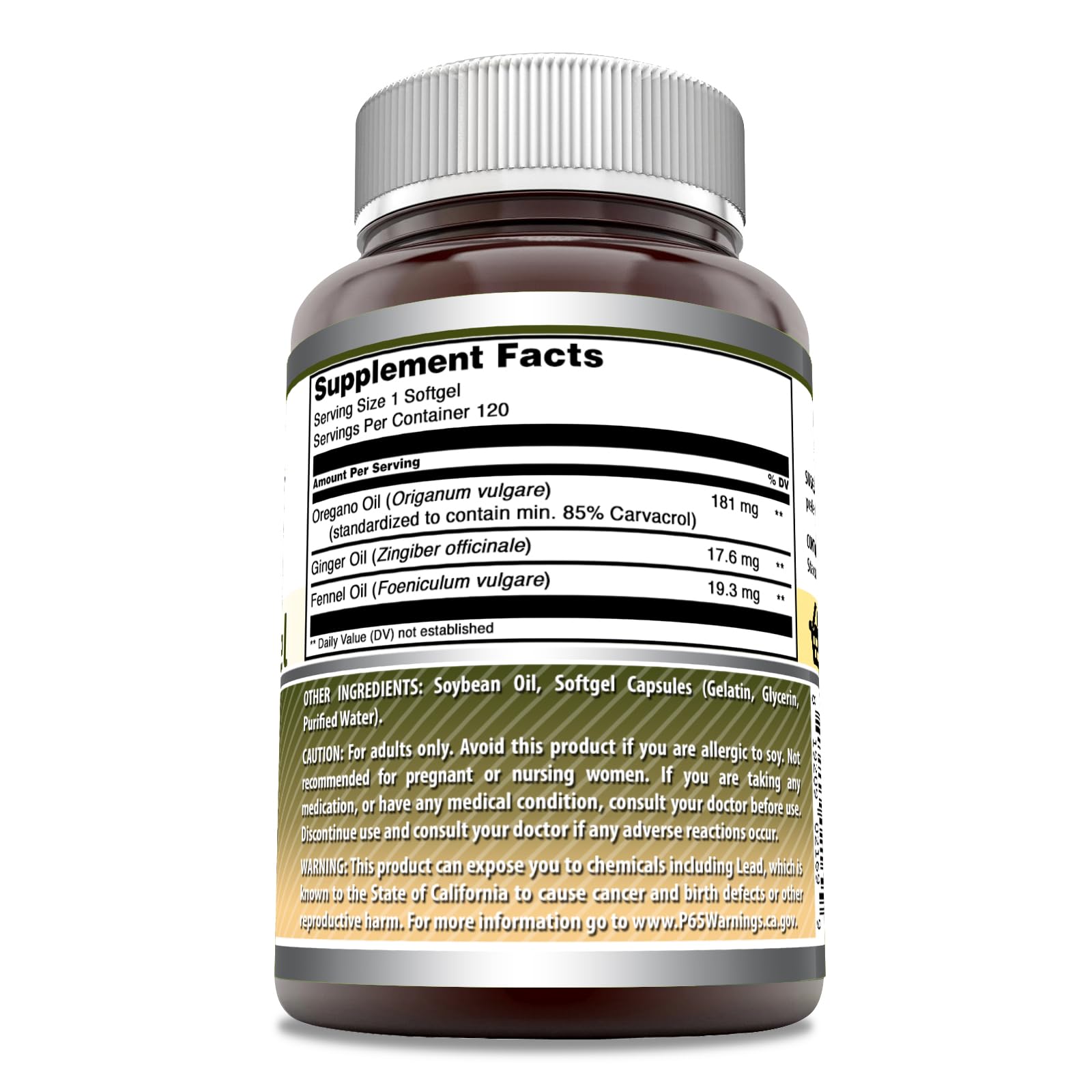 Amazing Nutrition Oregano Oil Supplement bottle with label