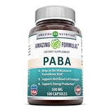 Amazing Nutrition PABA Supplement 500mg bottle on a wooden table
