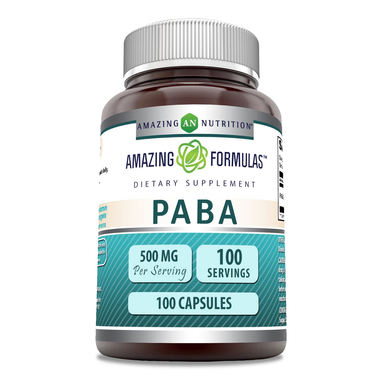 Amazing Nutrition PABA Supplement 500mg front view of bottle