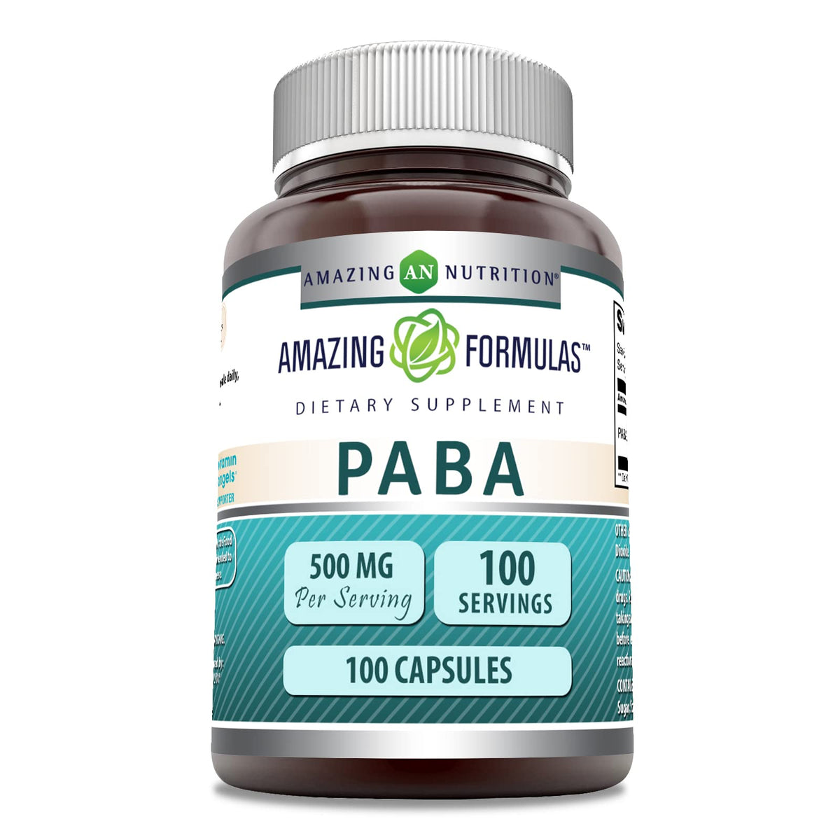 Amazing Nutrition PABA Supplement 500mg front view of bottle