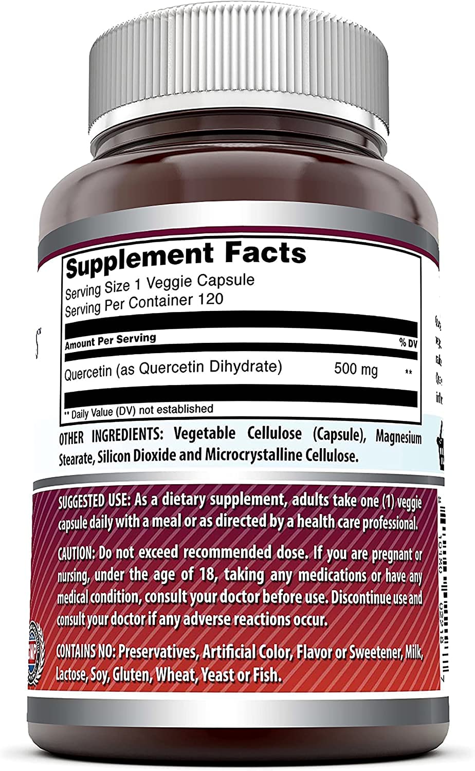 Amazing Nutrition Quercetin 500 Mg Supplement side view
