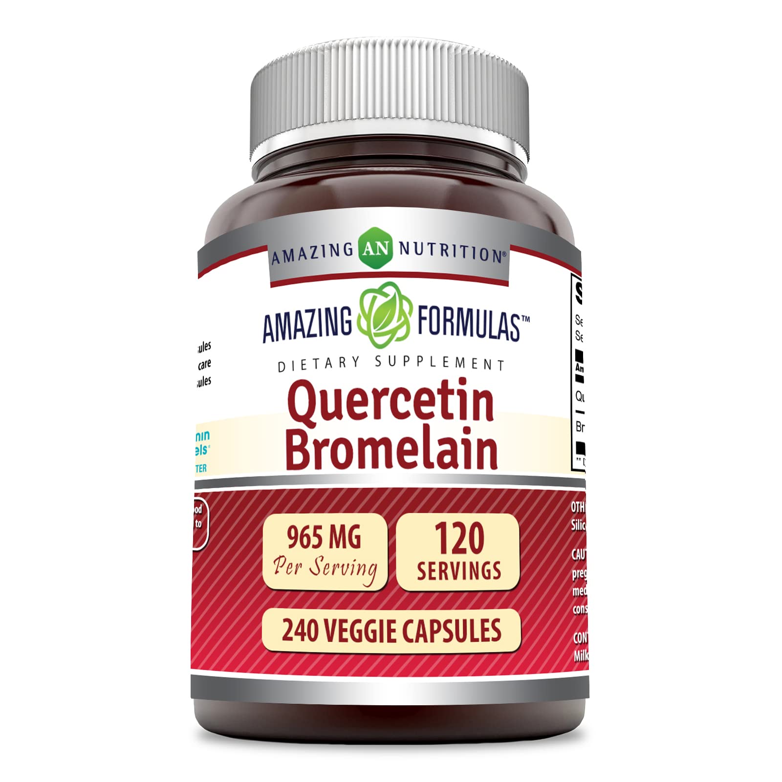 Amazing Nutrition Quercetin 800mg with Bromelain 240 Vcaps front view
