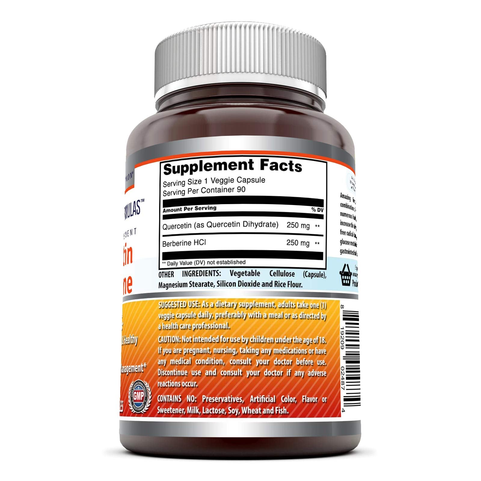 Amazing Nutrition Quercetin Berberine Supplement 500 mg capsule close-up