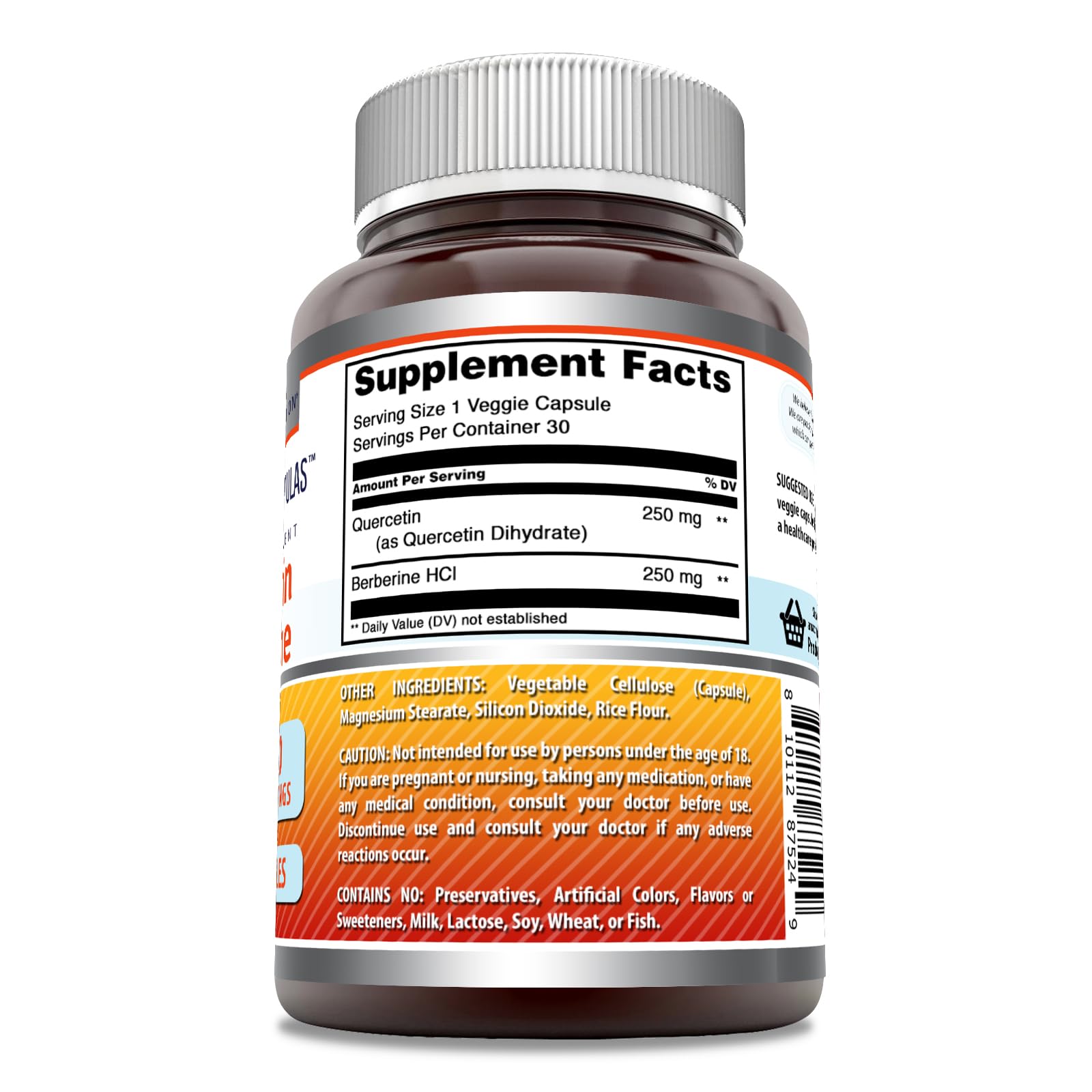 Amazing Nutrition Quercetin Berberine Supplement veggie capsules close-up