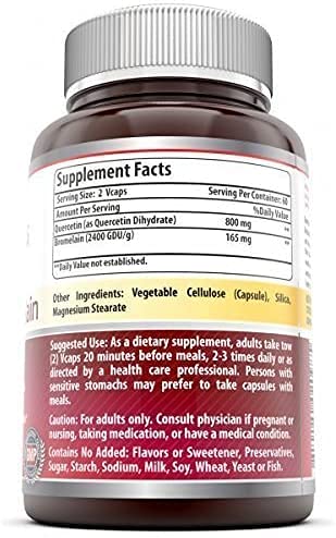 Amazing Nutrition Quercetin with Bromelain supplement capsules close-up