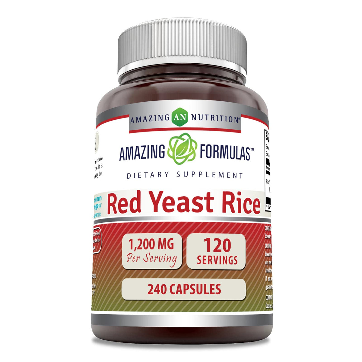 Amazing Nutrition Red Yeast Rice Supplement 1200mg bottle front view