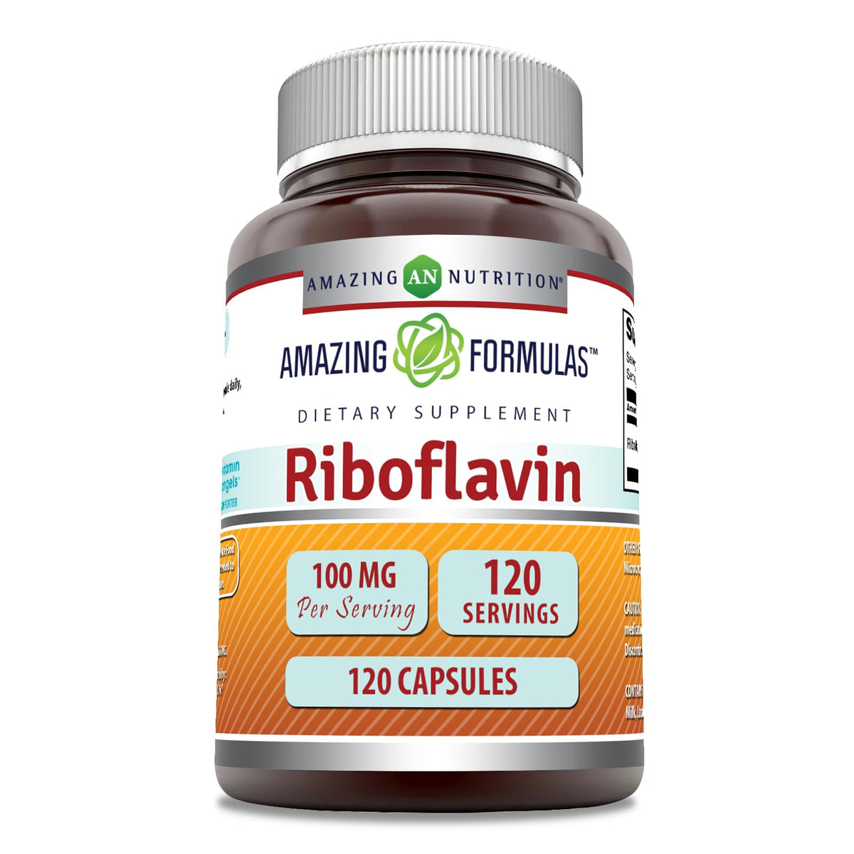 Amazing Nutrition Riboflavin (Vitamin B2) 100mg capsules front view