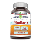Amazing Nutrition Riboflavin (Vitamin B2) 100mg capsules front view