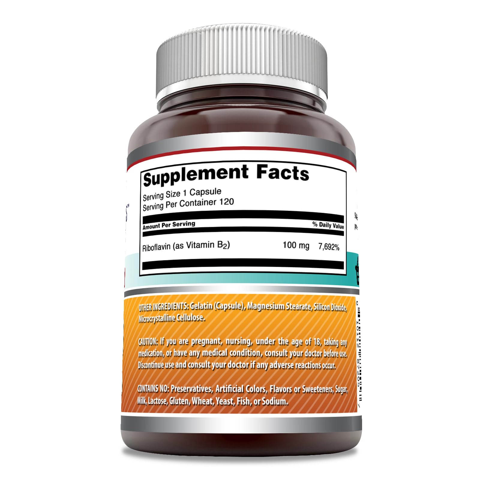 Amazing Nutrition Riboflavin (Vitamin B2) 100mg capsules with dosage details