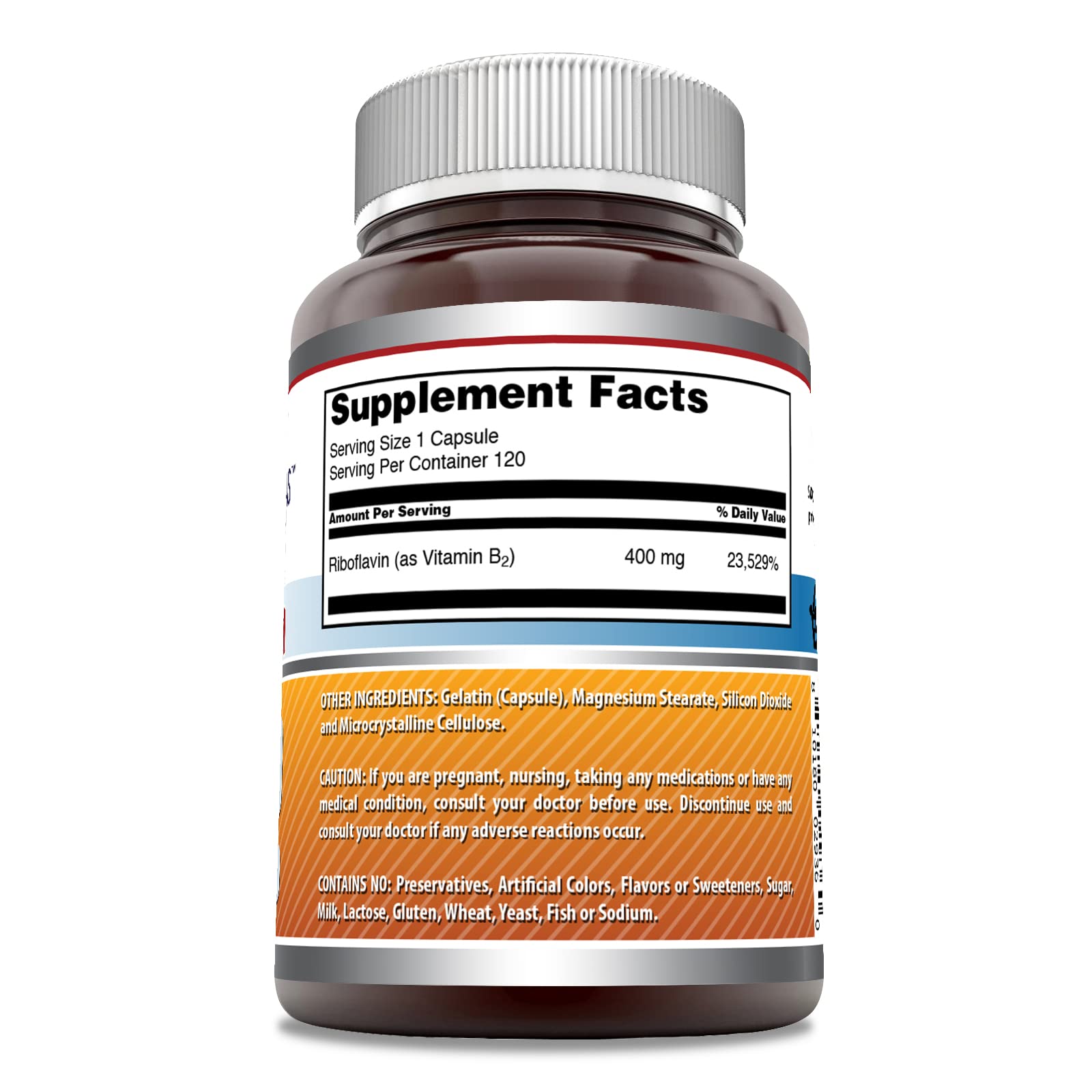 Amazing Nutrition Riboflavin Vitamin B2 400mg capsules bottle with label