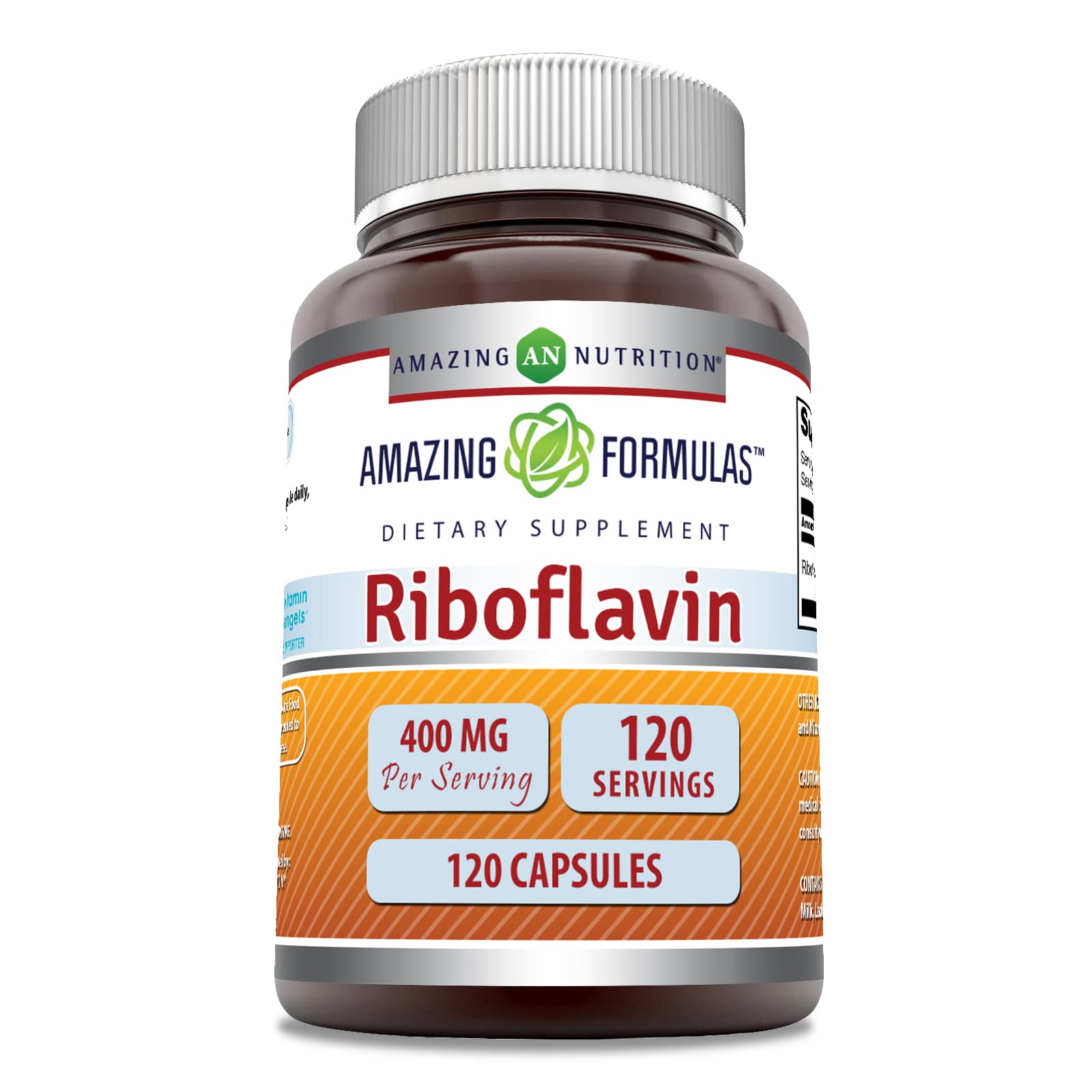 Amazing Nutrition Riboflavin Vitamin B2 400mg capsules front view