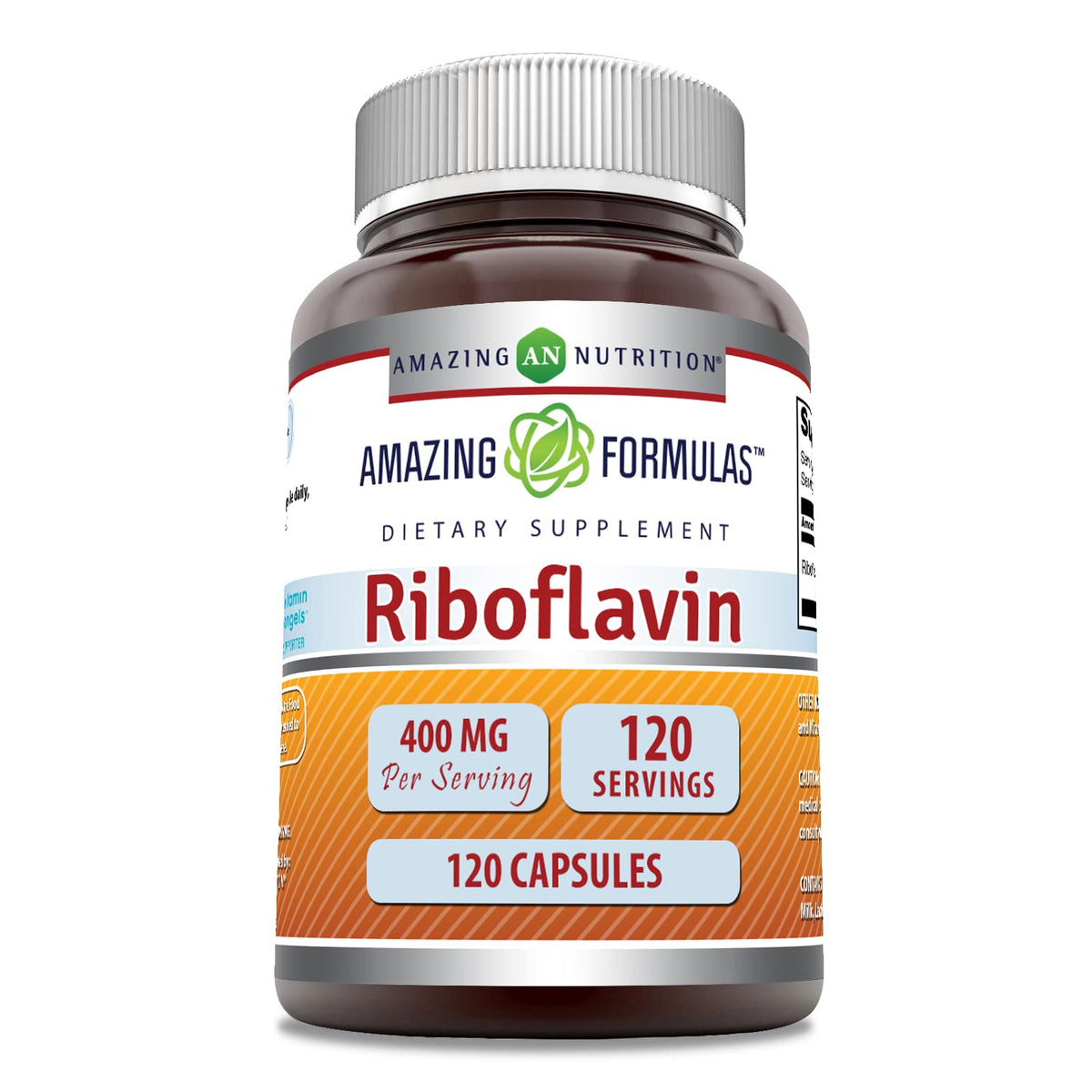 Amazing Nutrition Riboflavin Vitamin B2 400mg capsules front view