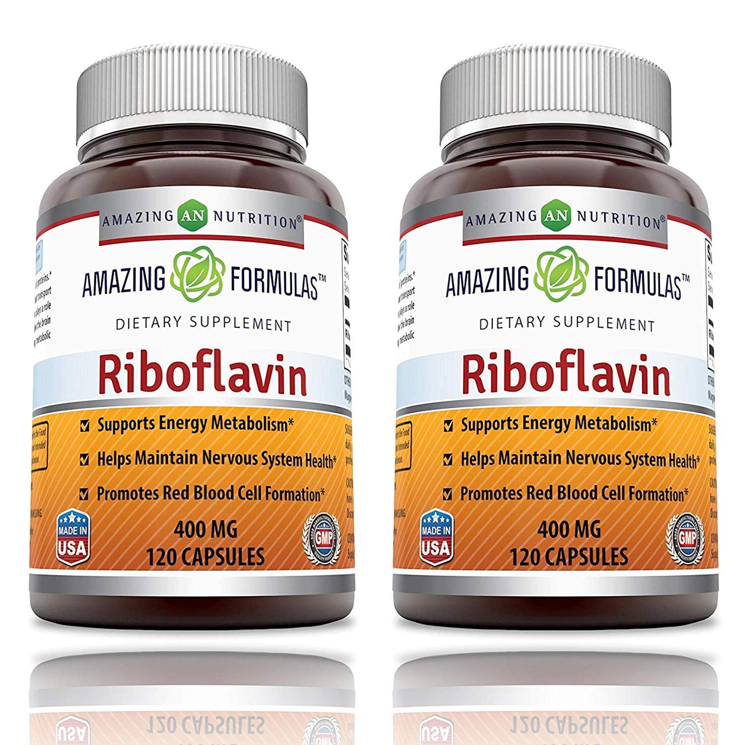 Amazing Nutrition Riboflavin Vitamin B2 400mg capsules front view