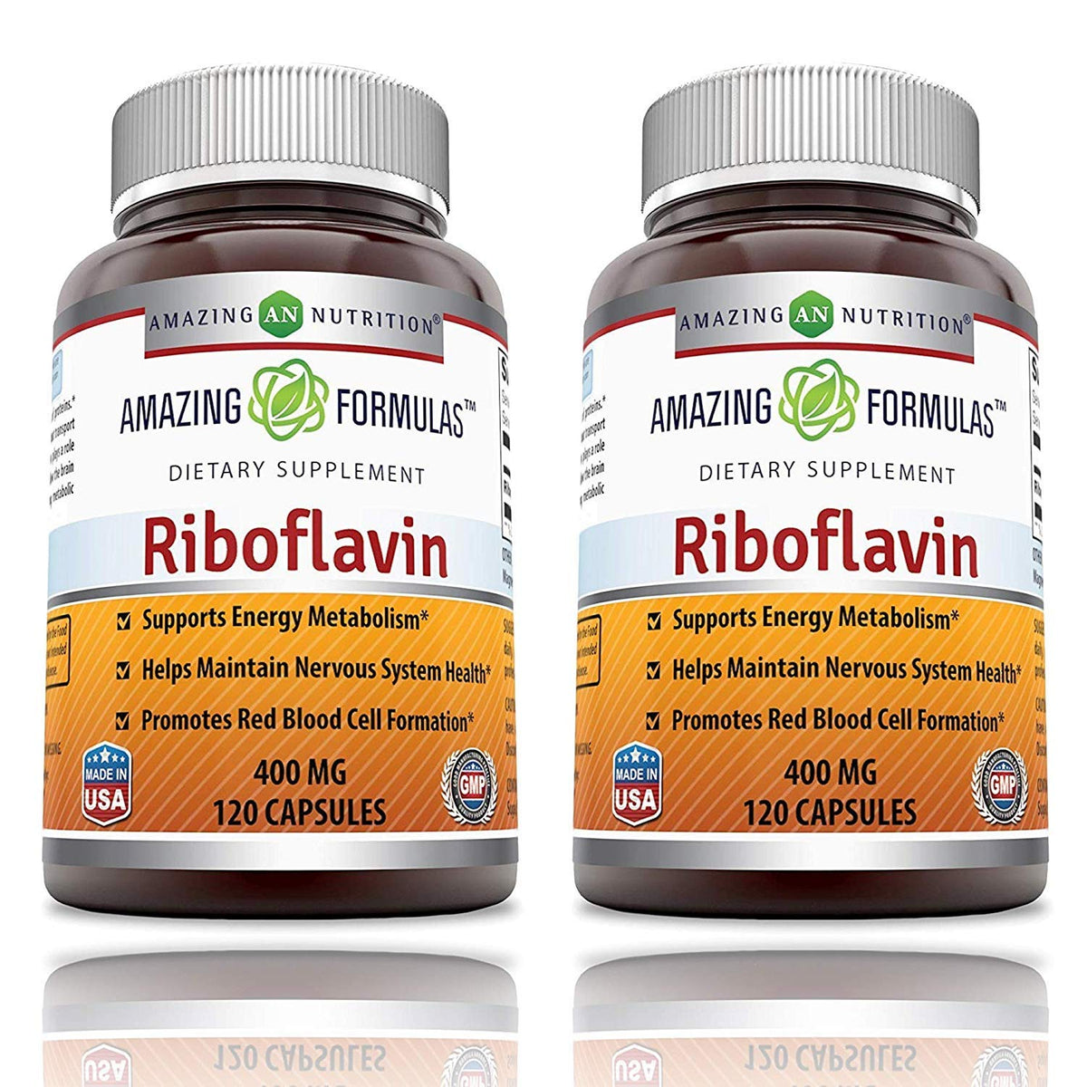 Amazing Nutrition Riboflavin Vitamin B2 400mg capsules front view