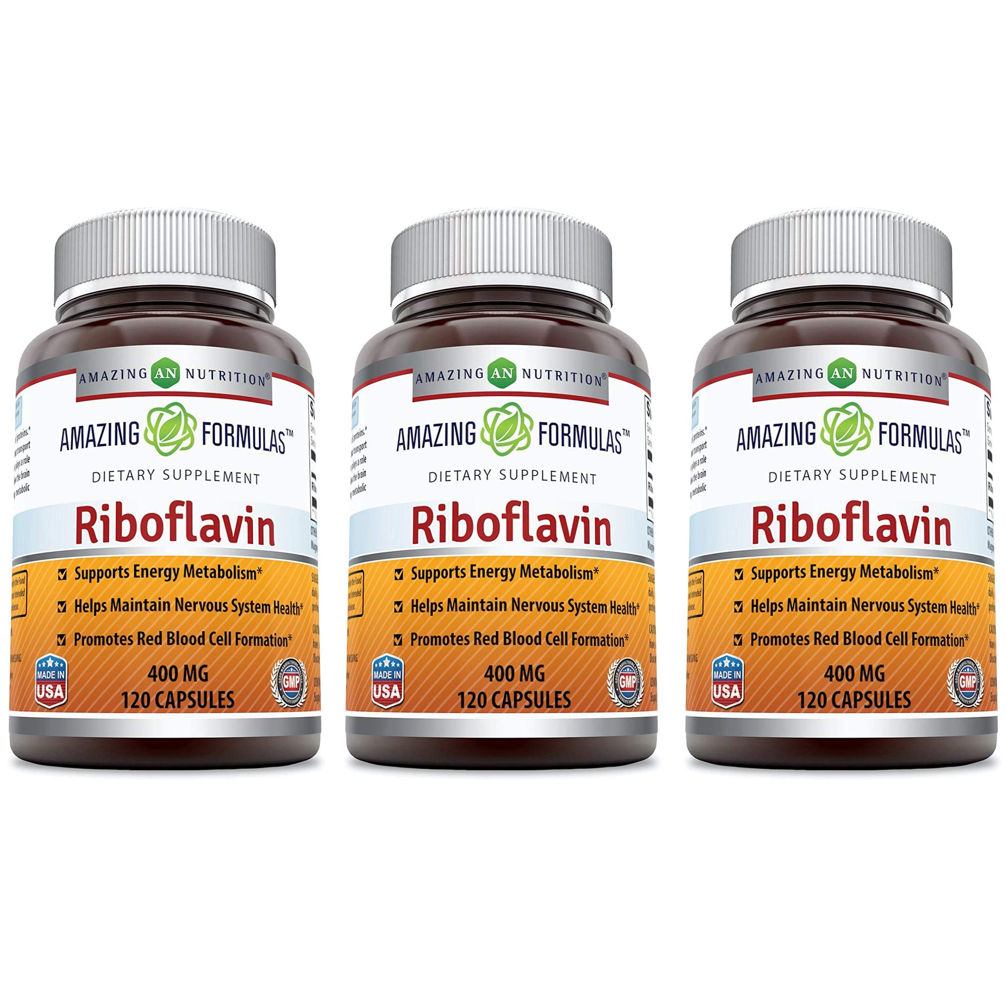Amazing Nutrition Riboflavin Vitamin B2 400mg supplement front view