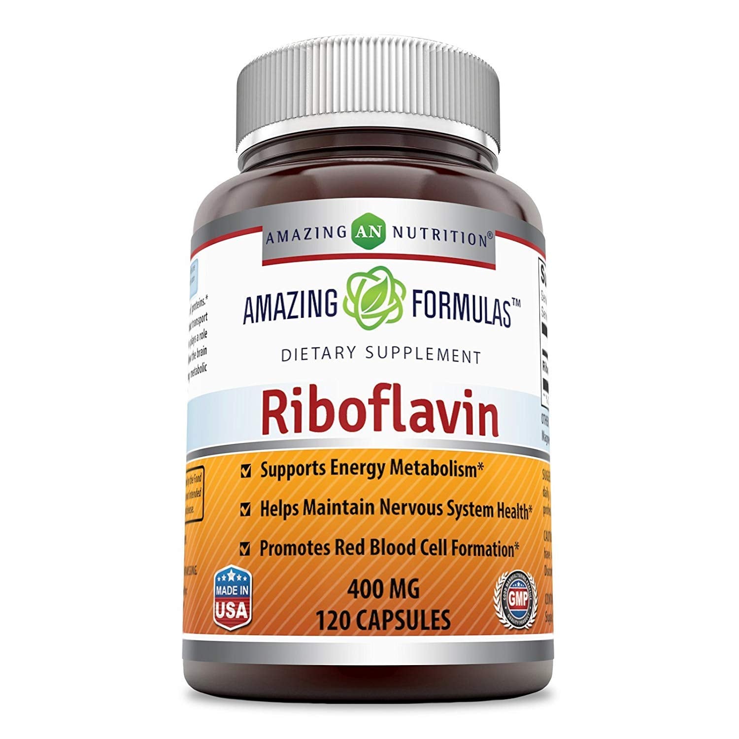 Amazing Nutrition Riboflavin Vitamin B2 supplement capsule close-up