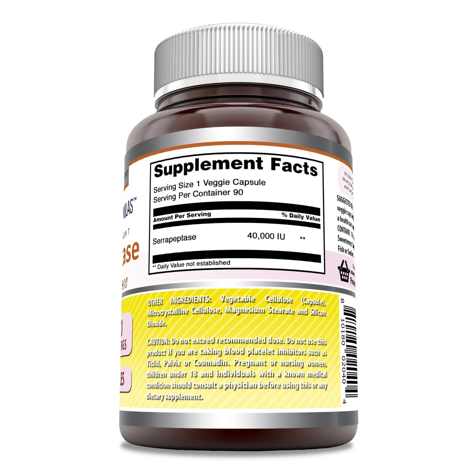 Amazing Nutrition Serrapeptase Supplement 40000 IU side view