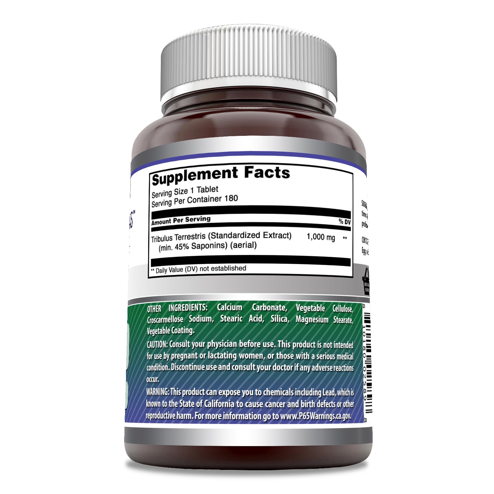 Amazing Nutrition Tribulus 1000 Mg Supplement bottle side view