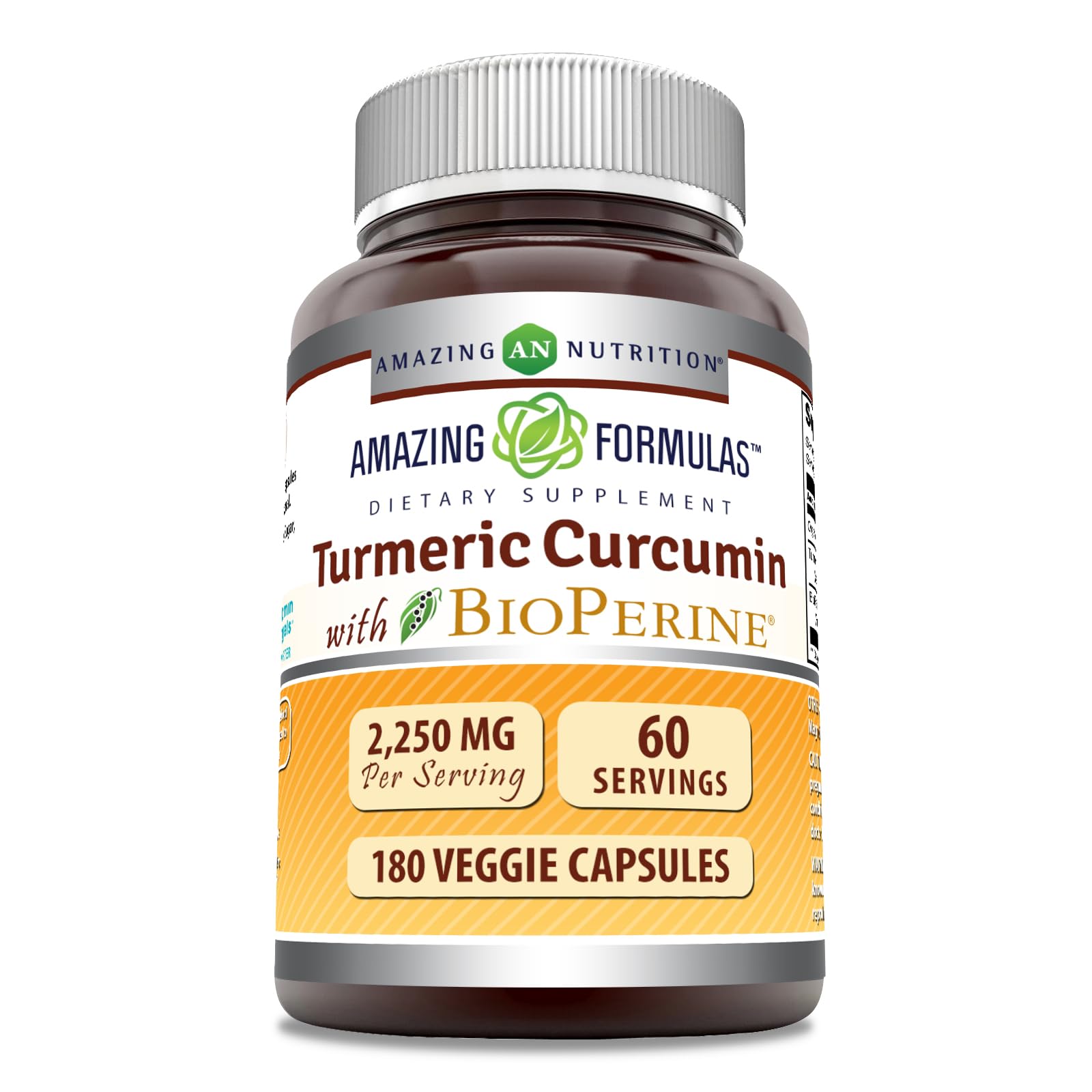 Amazing Nutrition Turmeric Curcumin Supplement front view with 60 capsules