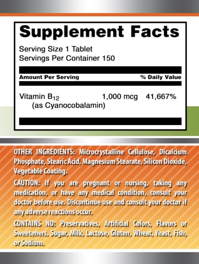 Amazing Nutrition Vitamin B12 Supplement 1000 Mcg tablet close-up