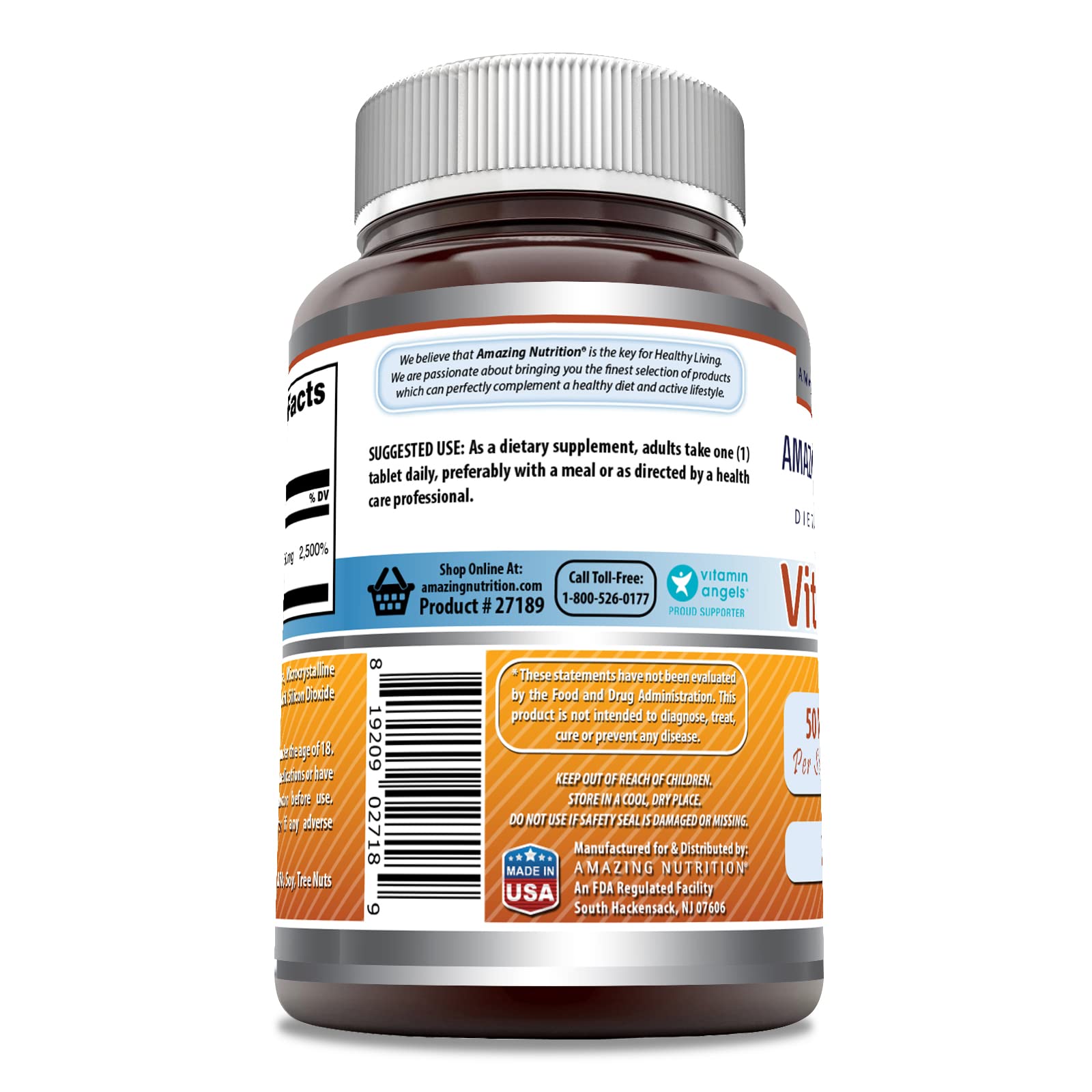 Amazing Nutrition Vitamin B6 Pyridoxine 50mg supplement tablets close-up