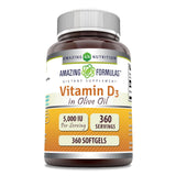 Amazing Nutrition Vitamin D3 5000 IU softgels bottle front view