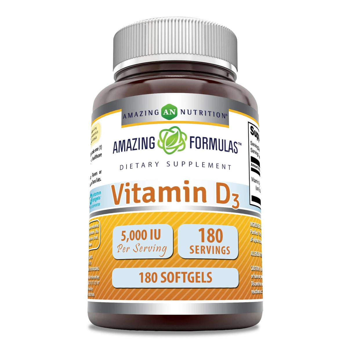 Amazing Nutrition Vitamin D3 5000 IU Softgels front view