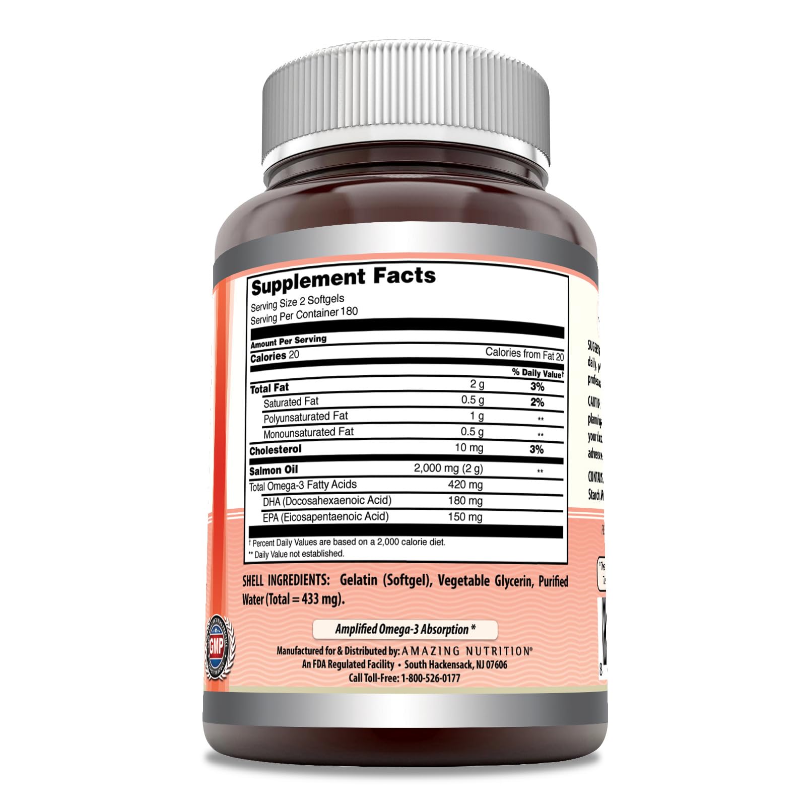 Amazing Nutrition Wild Alaskan Salmon Oil 2000 mg softgel close-up