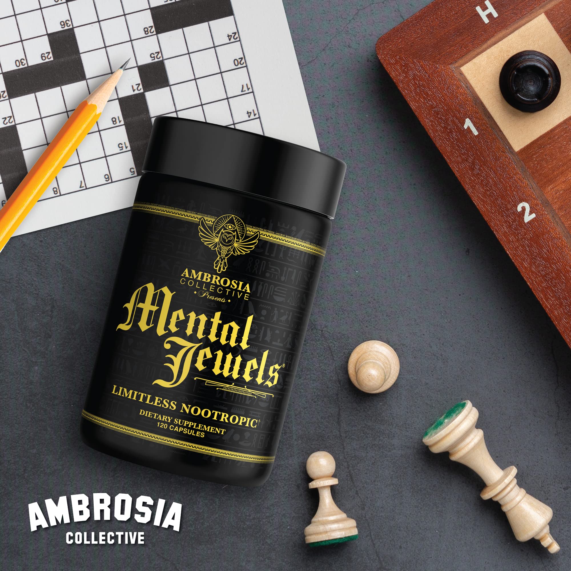 Ambrosia Mental Jewels capsules in a hand
