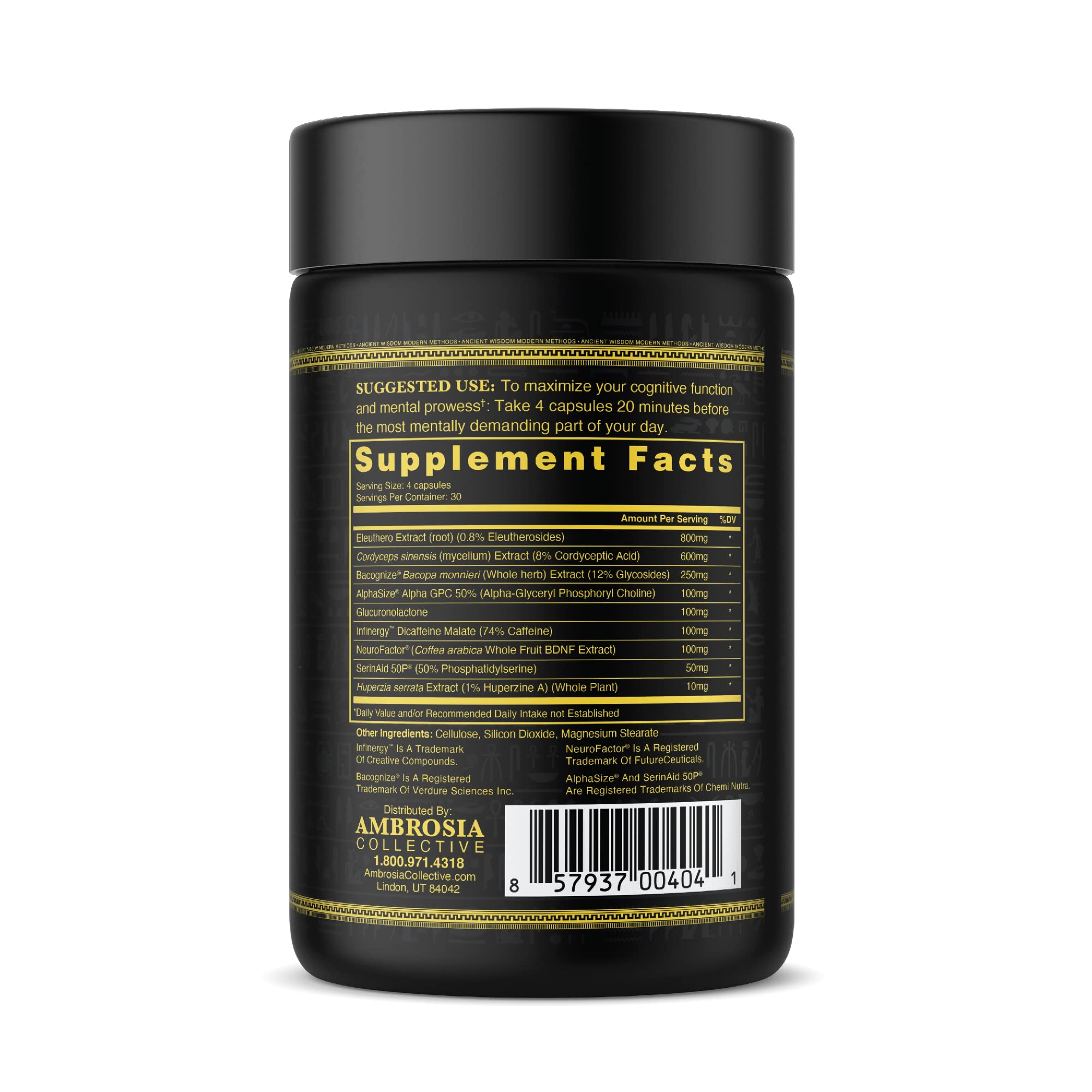 Ambrosia Mental Jewels supplement bottle on a desk
