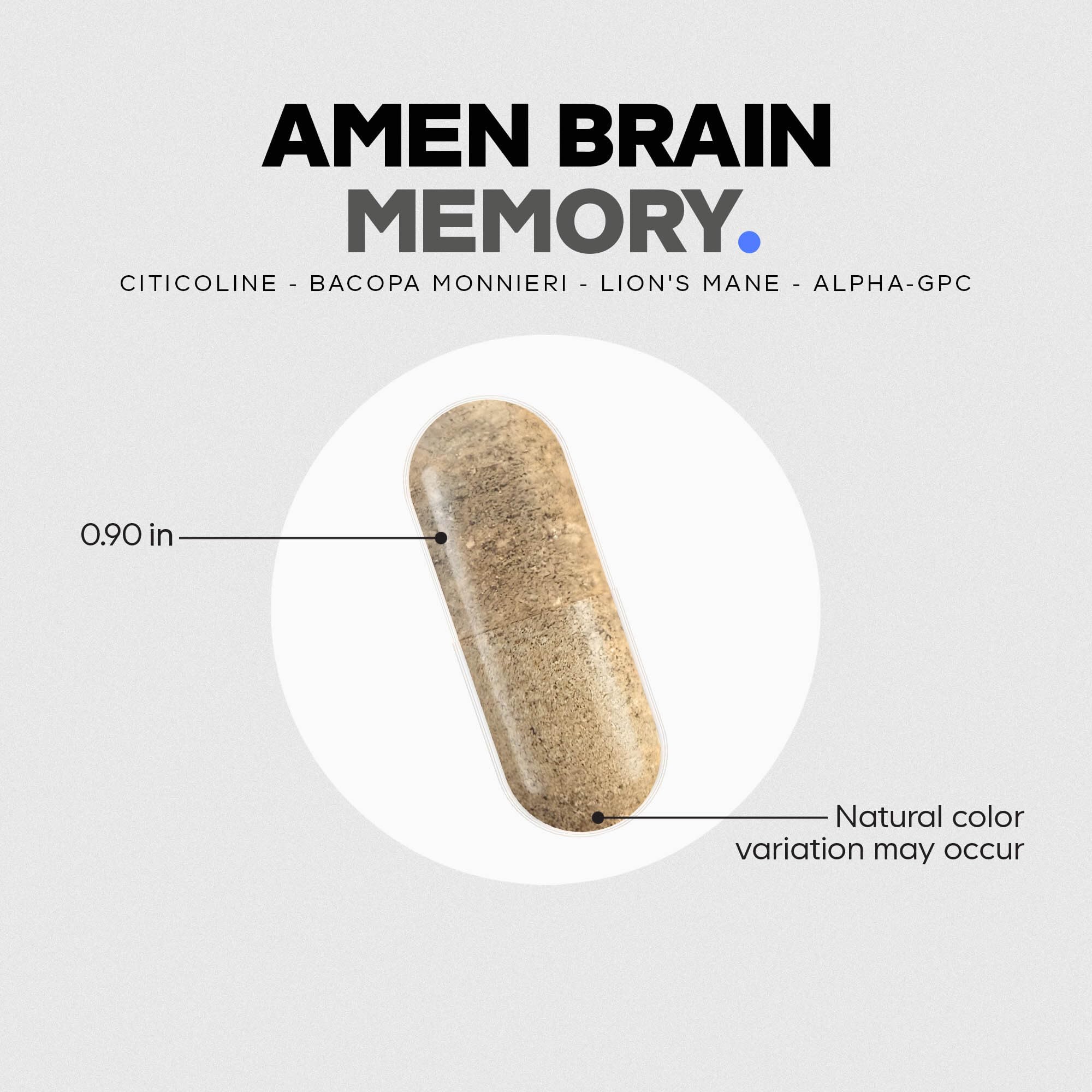Amen Brain Memory supplement bottle with a backdrop of herbs