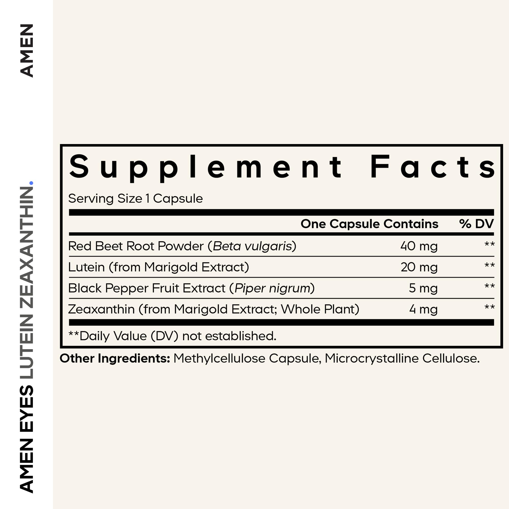 Amen Eyes Lutein Zeaxanthin Supplement bottle with label