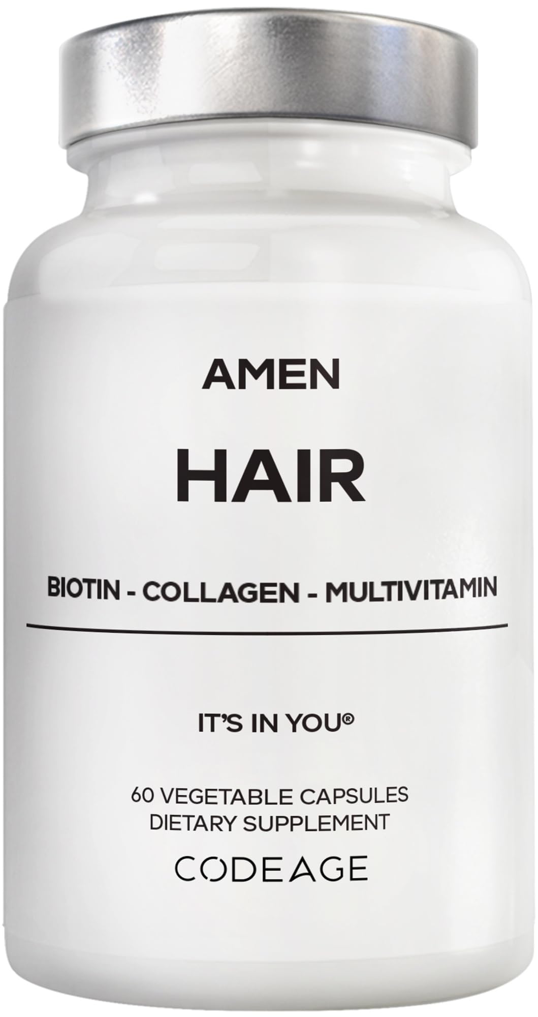 Amen Hair Capsules front view with packaging