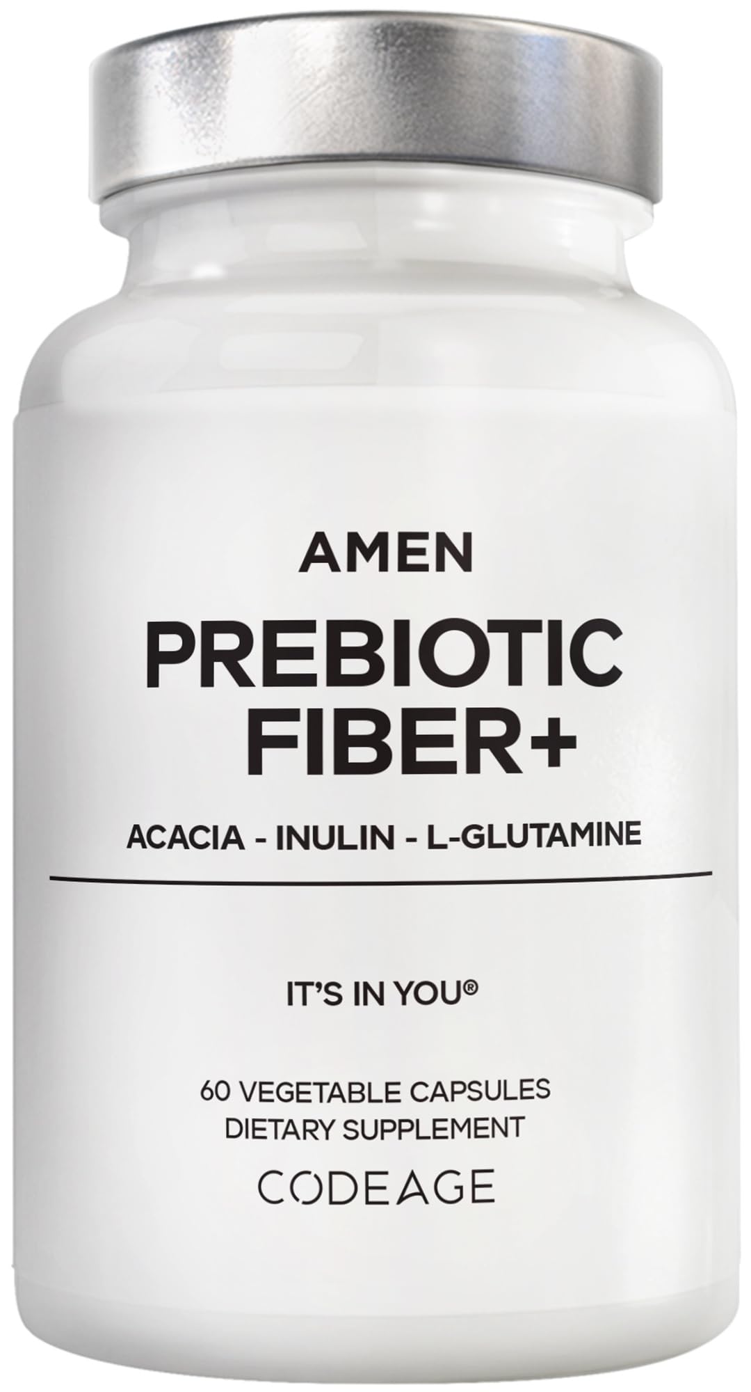 Amen Prebiotic Fiber Capsules front view with packaging