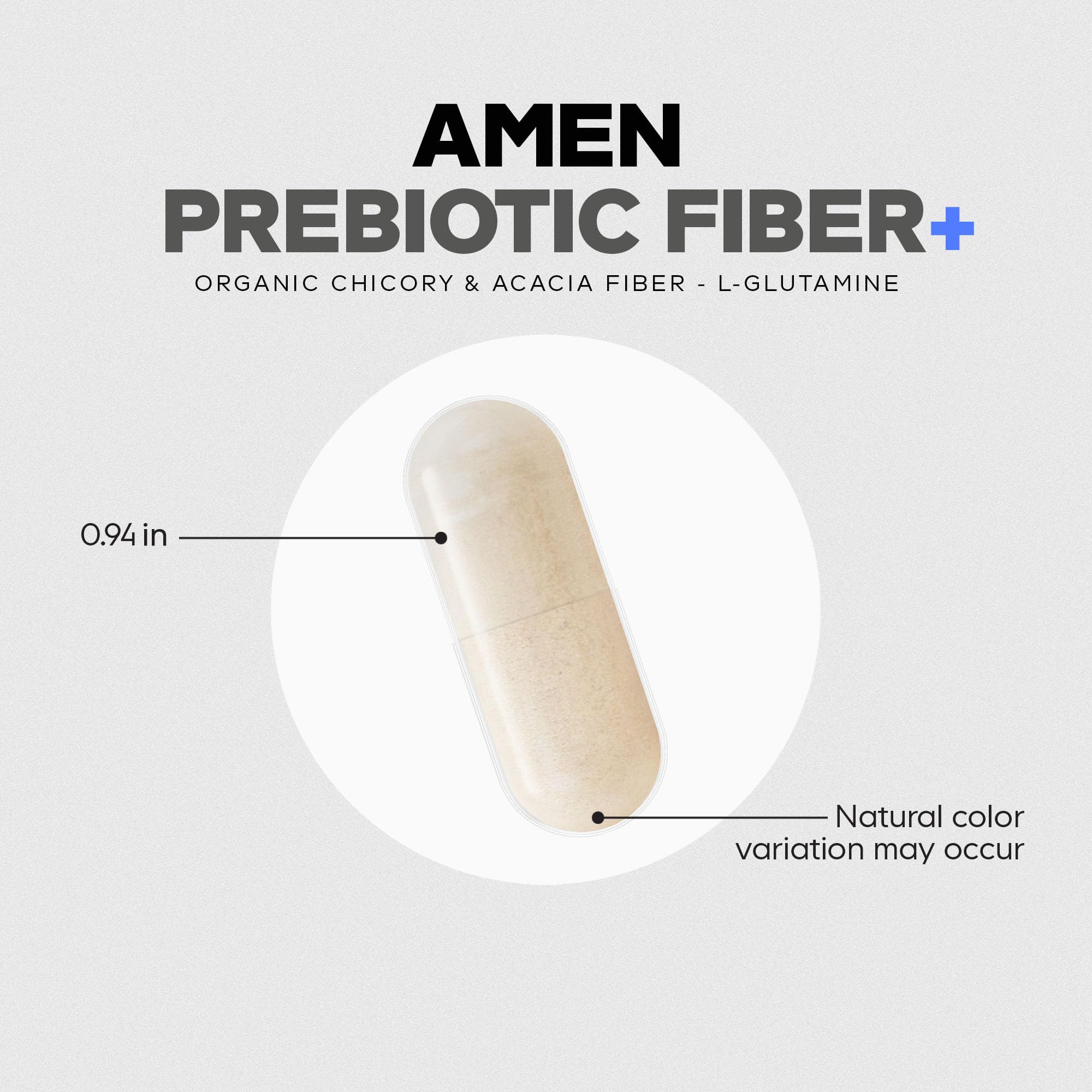 Amen Prebiotic Fiber Capsules with ingredients list on packaging
