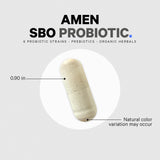 Amen SBO Probiotic Capsules close-up of label details