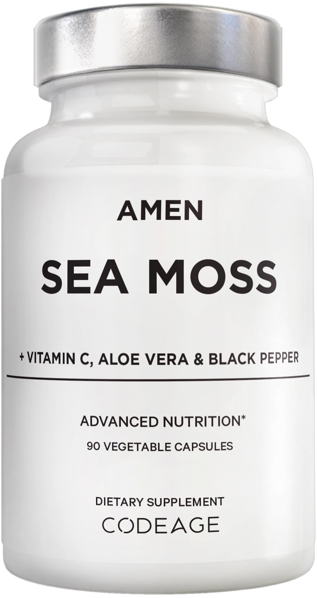 Amen Sea Moss Capsules bottle front view with 30 servings