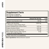 Amen Sea Moss Capsules side view showing ingredient list