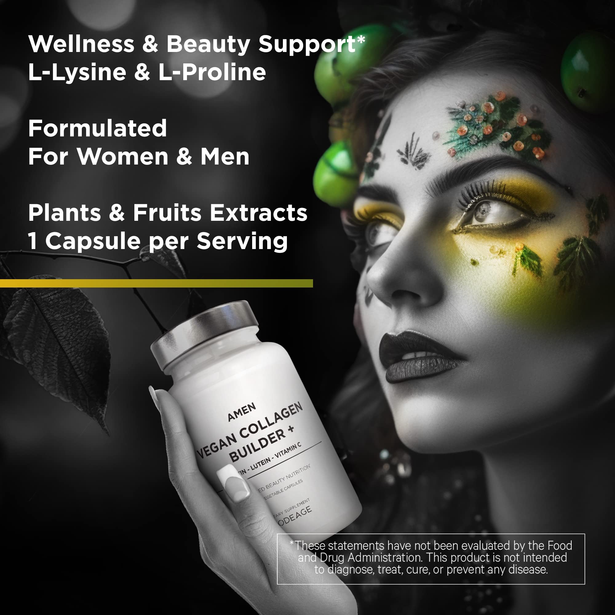 Amen Vegan Collagen Builder supplement bottle side view