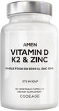 Amen Vegan Vitamin D3 K2 Zinc Capsules front view