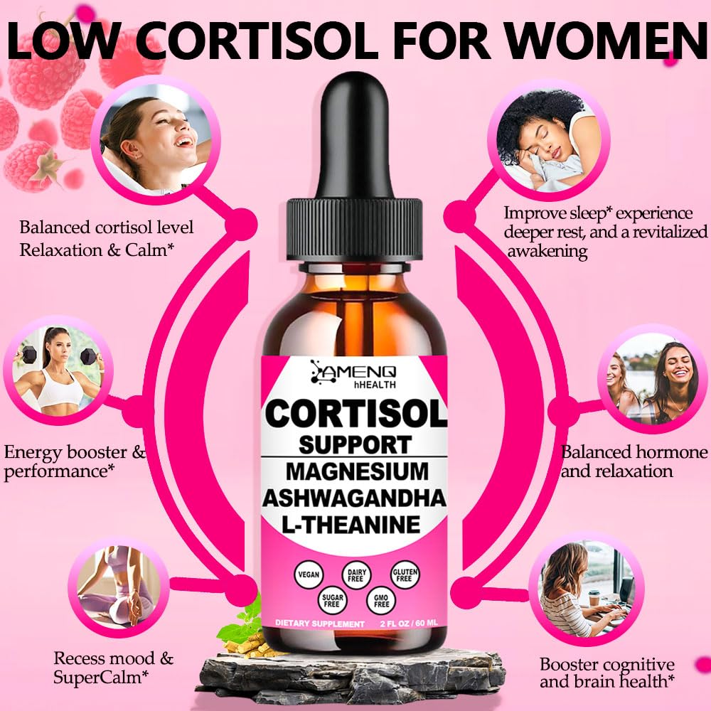 AMENQ hHEALTH Cortisol Support Liquid Drops close-up of dropper