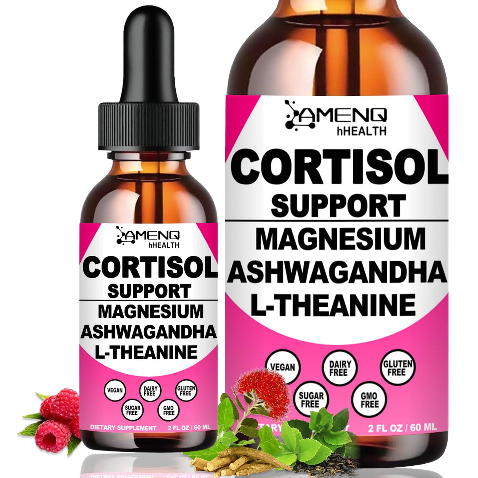AMENQ hHEALTH Cortisol Support Liquid Drops front view